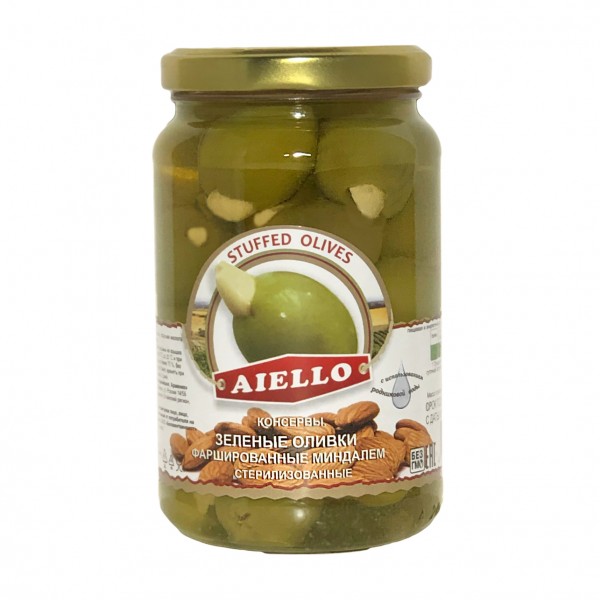 Green olives stuffed with almonds