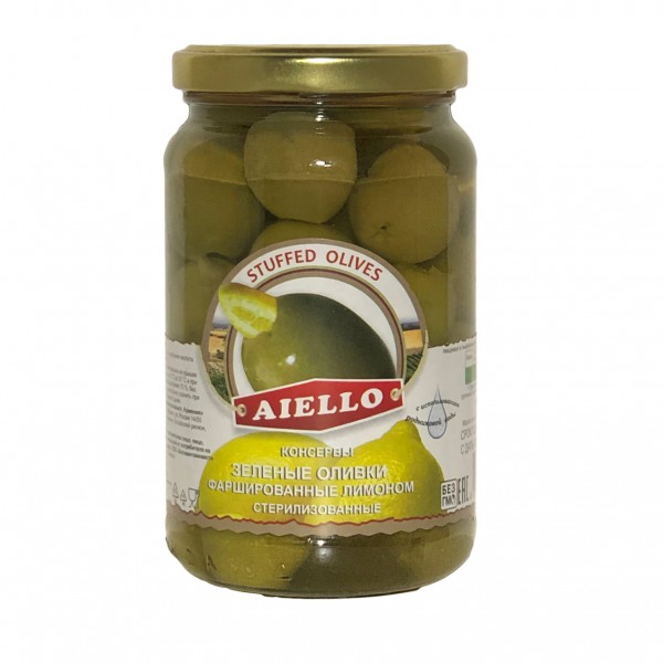 Green olives stuffed with lemon